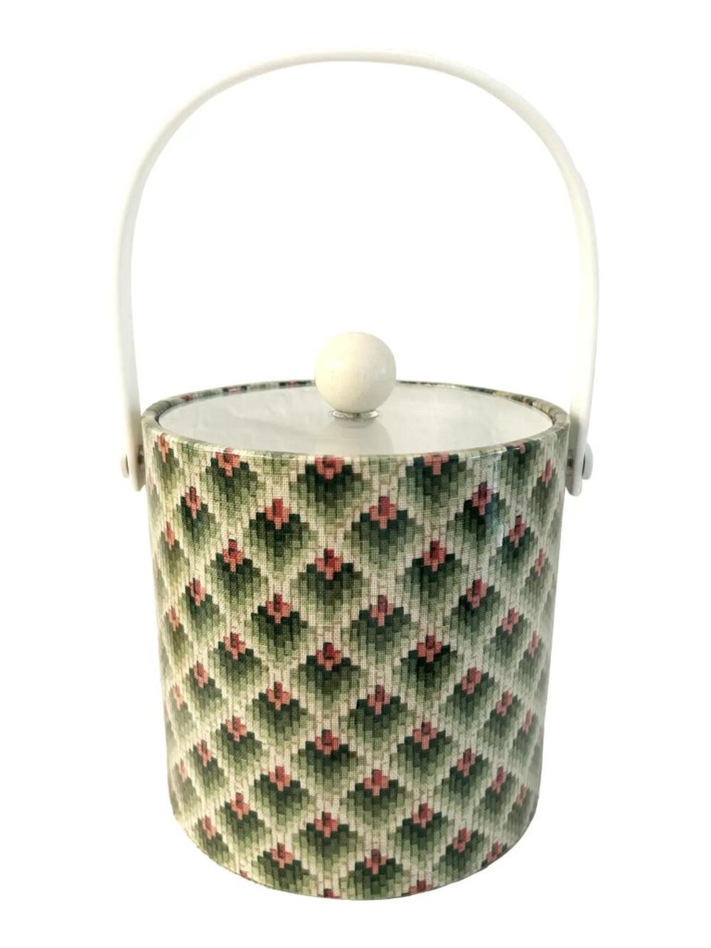 Vintage Kraftware Faux Needlepoint Ice Bucket